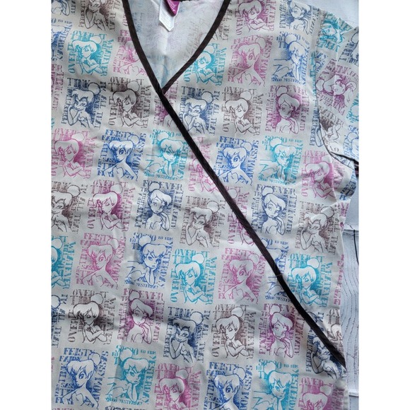 Disney Tinkerbell Fairy Sz XLarge Scrub Shirt Feisty Sassy Tink Nurse Tech Vet - Picture 6 of 10